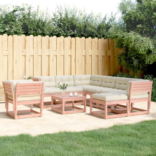 8 pcs conj. lounge jardim c/ almofadões madeira douglas maciça D