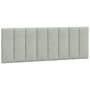 Cabecero de cama acolchado terciopelo gris claro 140 cm H