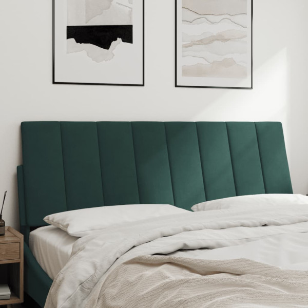 Cabecero de cama acolchado terciopelo verde oscuro 140 cm M 3