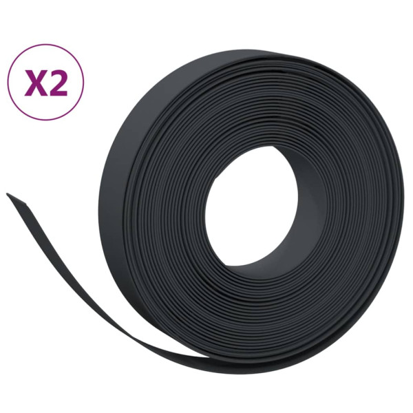 Bordas de jardim 2 pcs 10 m 10 cm polietileno preto M 2