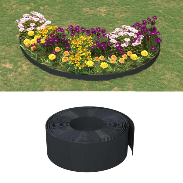 Borduras de jardín 5 uds polietileno negro 10 m 20 cm D