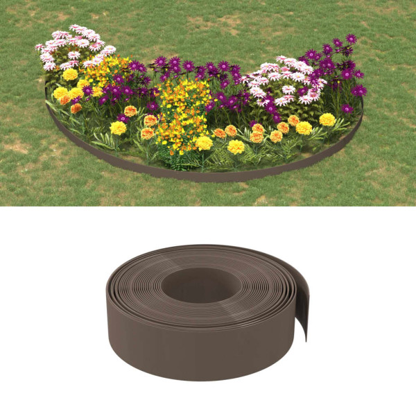 Borduras de jardín 2 uds polietileno marrón 10 m 15 cm D
