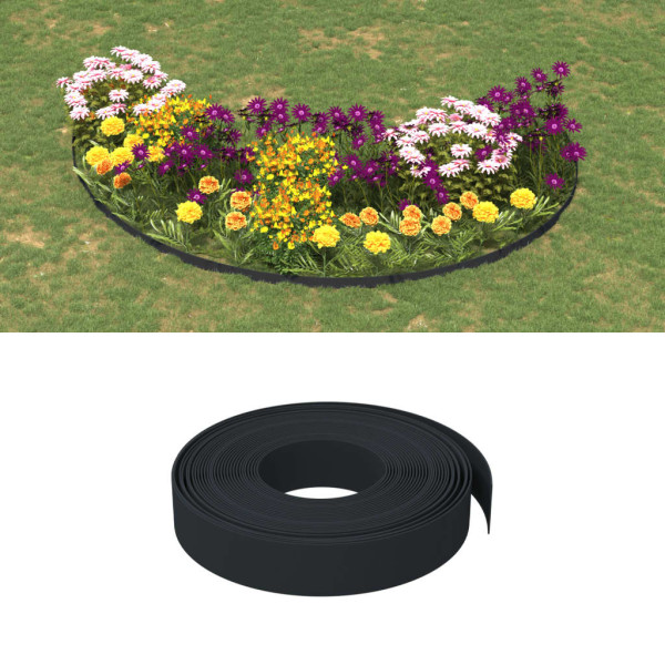Bordura de jardín polietileno negro 10 m 10 cm D