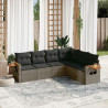 6 pcs conjunto sofás de jardim com almofadões vime cinzento 1