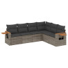 6 pcs conjunto sofás de jardim com almofadões vime cinzento 2