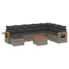 Set de muebles de jardín 9 pzas y cojines ratán sintético gris 2