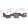 9 pcs conjunto sofás p/ jardim com almofadões vime PE cinzento 3