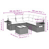 Set de muebles de jardín 6 pzas y cojines ratán sintético gris 3