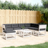 7 pcs conj. lounge de jardim c/ almofadões pinho maciço branco 1