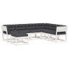 Set muebles jardín 7 pzas con cojines madera maciza pino blanco 2