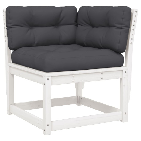 Set muebles jardín 7 pzas con cojines madera maciza pino blanco M 3