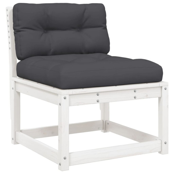 7 pcs conj. lounge de jardim c/ almofadões pinho maciço branco M 5