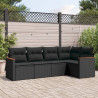 5 pcs conjunto sofás de jardim com almofadões vime PE preto 1