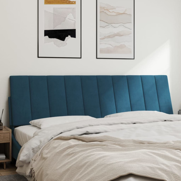 Cabecero de cama acolchado terciopelo azul 180 cm M 3