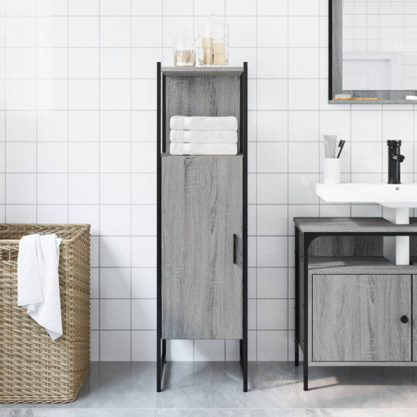 Armario de baño madera de ingeniería gris Sonoma 33x33x120.5 cm M 3