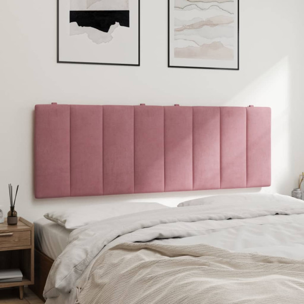 Cabecero de cama acolchado terciopelo rosa 120 cm M 4