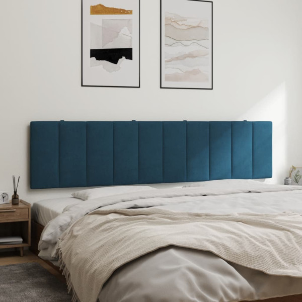 Cabecero de cama acolchado terciopelo azul 200 cm M 4