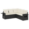 Set de muebles de jardín 5 pzas y cojines ratán sintético negro 2