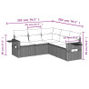 5 pcs conjunto sofás de jardim com almofadões vime PE preto 3
