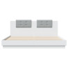 Estrutura de cama com cabeceira e luzes LED 160x200 cm branco 4