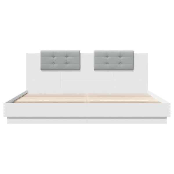 Estrutura de cama com cabeceira e luzes LED 180x200 cm branco M 6