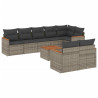 Set de muebles de jardín 9 pzas y cojines ratán sintético gris 2