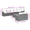 Set de muebles de jardín 9 pzas y cojines ratán sintético gris 3
