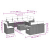 Set de muebles de jardín 9 pzas y cojines ratán sintético gris 3