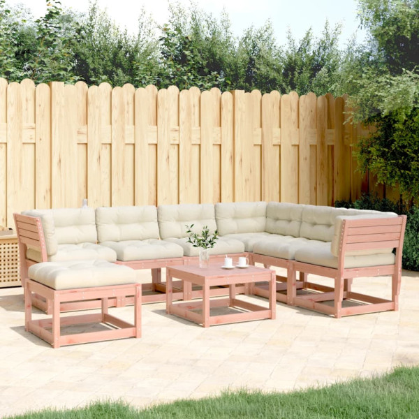 7 pcs conj. lounge jardim com almofadões madeira douglas maciça D
