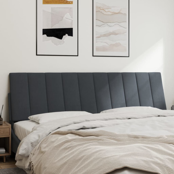 Cabecero de cama acolchado terciopelo gris oscuro 180 cm M 3