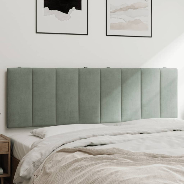 Cabecero de cama acolchado terciopelo gris claro 160 cm D