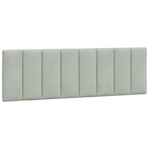 Cabecero de cama acolchado terciopelo gris claro 160 cm H
