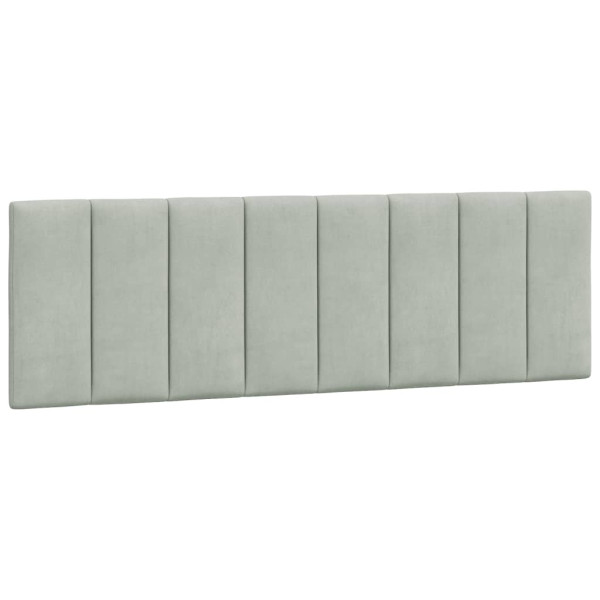 Cabecero de cama acolchado terciopelo gris claro 160 cm M 2