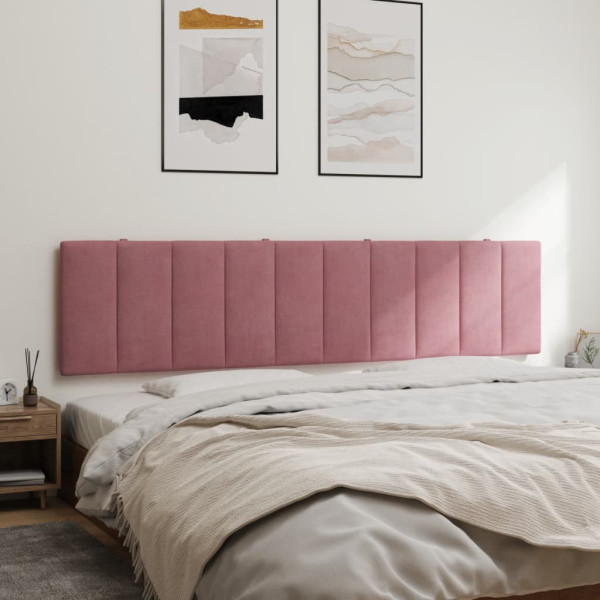 Cabecero de cama acolchado terciopelo rosa 200 cm M 4