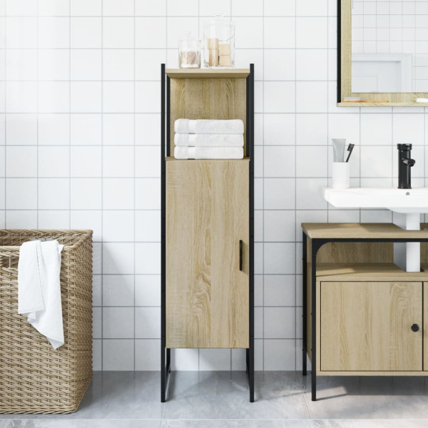 Armario de baño madera ingeniería roble Sonoma 33x33x120.5 cm M 3