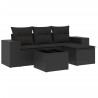 Set de muebles de jardín 5 pzas y cojines ratán sintético negro 2