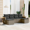 6 pcs conjunto sofás de jardim com almofadões vime cinzento 1
