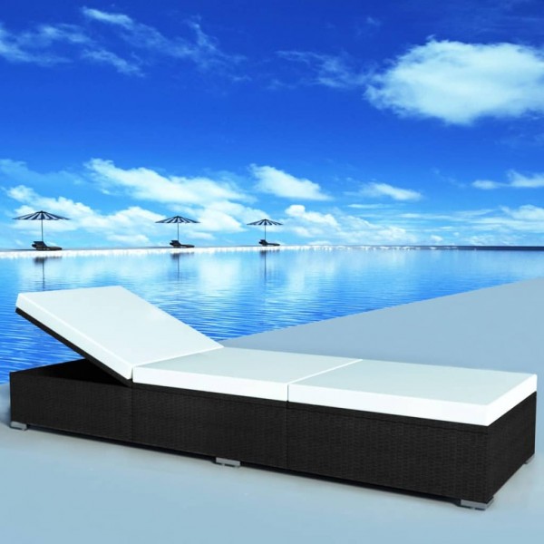 Tumbonas con cojines 2 unidades ratán sintético negro M 5