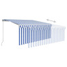 Toldo retráctil manual con persiana y LED azul y blanco 3x2.5 m 4