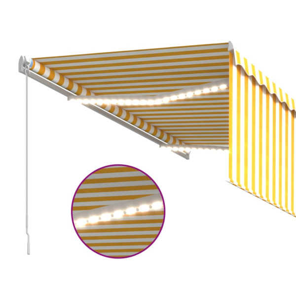 Toldo retrátil manual com estore/LED 3x2.5 m amarelo e branco M 5