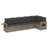 Set de muebles de jardín 6 pzas y cojines ratán sintético gris 2