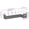 Set de muebles de jardín 6 pzas y cojines ratán sintético gris 3