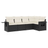5 pcs conjunto sofás de jardim com almofadões vime PE preto 2