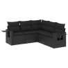 Set de muebles de jardín 5 pzas y cojines ratán sintético negro 2