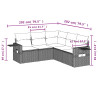 5 pcs conjunto sofás de jardim com almofadões vime PE preto 3