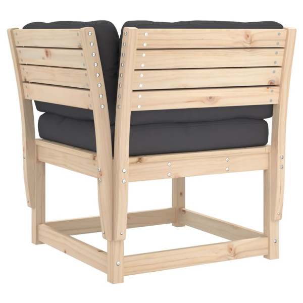 7 pcs conjunto lounge de jardim c/ almofadões pinho maciço M 4