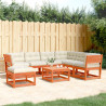 7pcs conj. lounge jardim + almofadões pinho maciço castanho-mel 1