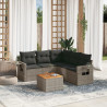 Set de muebles de jardín 6 pzas y cojines ratán sintético gris 1