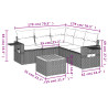 6 pcs conjunto sofás de jardim com almofadões vime cinzento 3