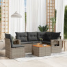 Set de muebles de jardín 6 pzas y cojines ratán sintético gris 1